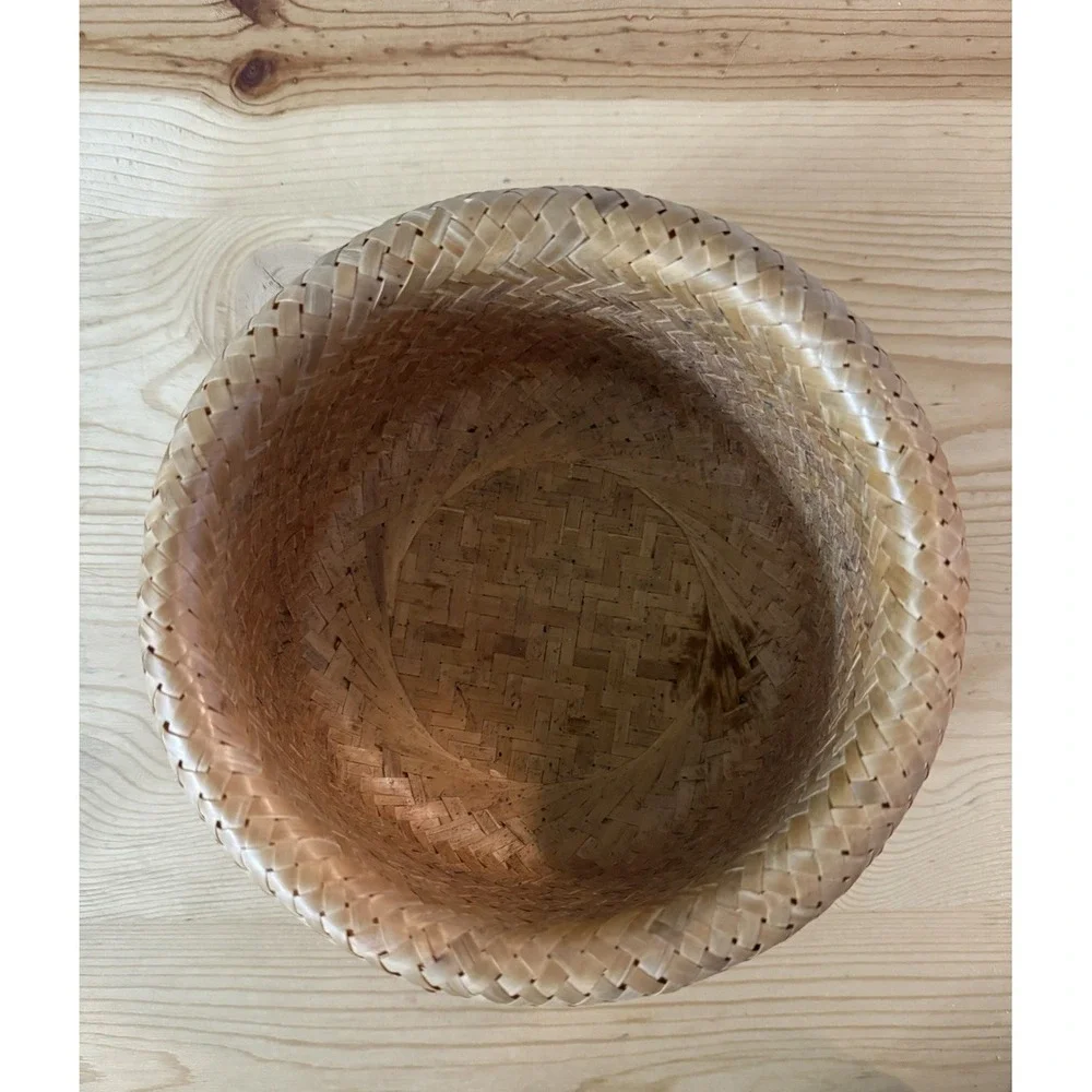 VTG‎ Round Delicate Wicker Rattan Basket Table Decor MCM Style Centerpiece Boho
